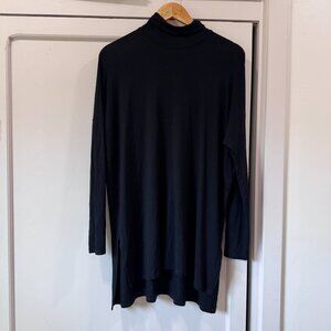 Eileen Fisher black cotton turtleneck tunic dress S